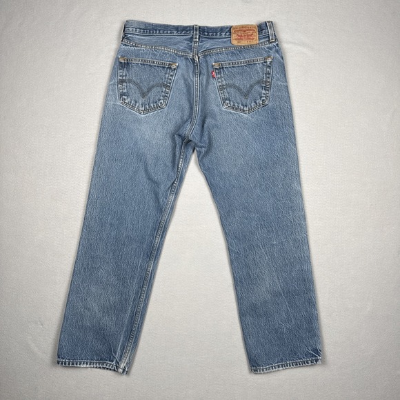 Vintage Levis 501 Jeans Mens 34x28 Blue Washout Work Pants Button Fly (Tag36x31) - Picture 3 of 13